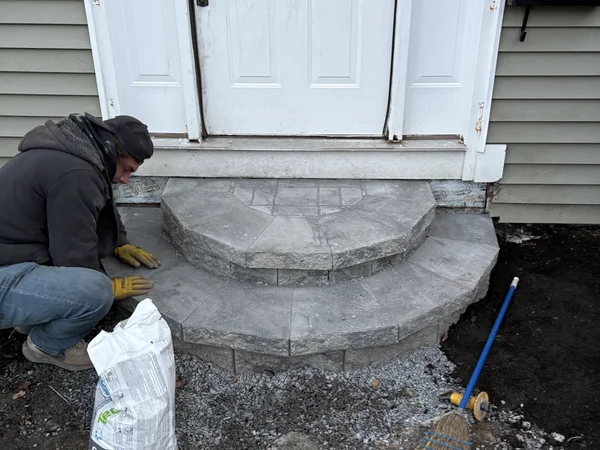 Stone Steps Installation - MAC Excavation & Landscape Quality stone steps and stair installation by MAC Excavation & Landscape in South Shore MA
